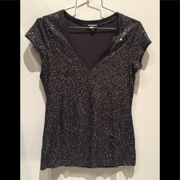 Express Tops - Express Sequin Tee Shirt